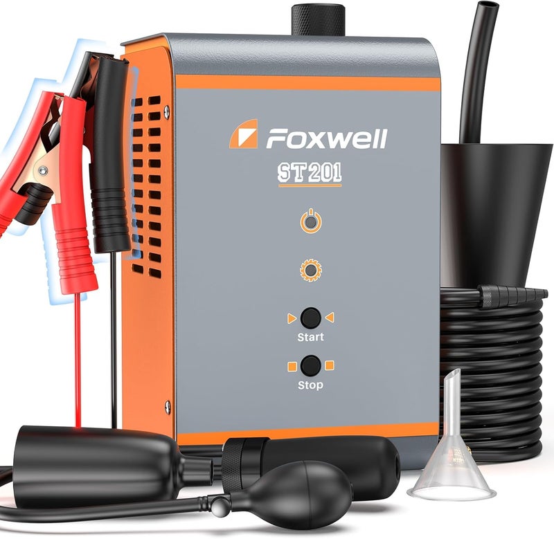 Foxwell ST201 Automotive Smoke Machine Leak Detector with Built-in Air Pump, 0.8-1.2 Bar High Pressure Emission Vacuum Fuel Exhaust EVAP Smoke Machine Leakage Detection, Auto Smoke Tester for Cars - Image 1
